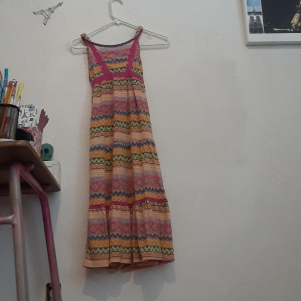 A long mermaid rainbow styled dress